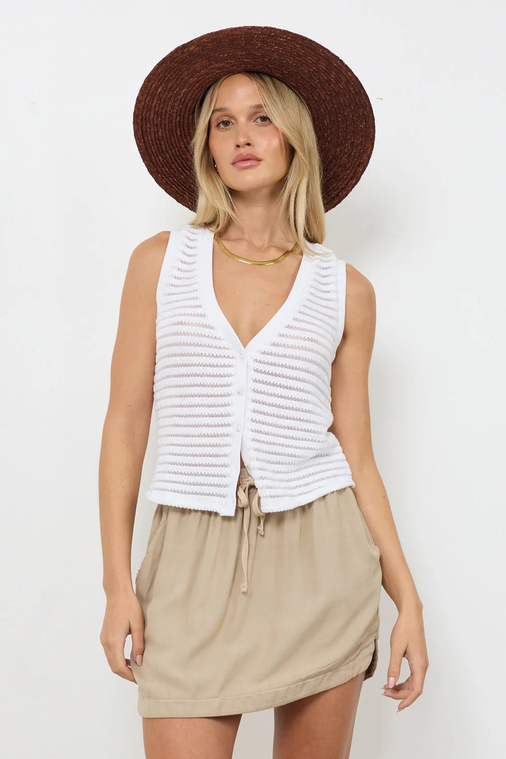 SWEATER STRIPE BUTTON UP
