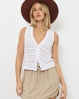 SWEATER STRIPE BUTTON UP