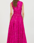 EYELET FLARE MAXI SKIRT