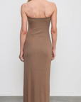 SILK RIB STRAPLESS FLUID DRESS