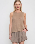 LINEN OPEN KNIT TANK