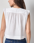 SMOCKED SHOULDER V-NECK