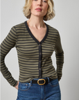 BUTTON FRONT RIBBED CARDI